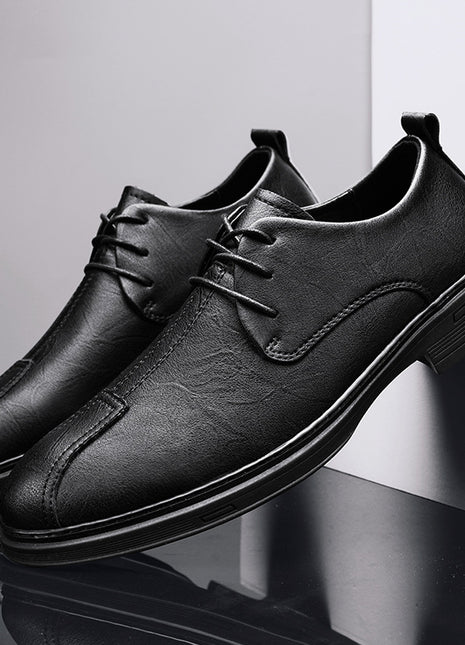 Chaussures décontractées pour hommes grande taille en cuir véritable à lacets et semelle souple