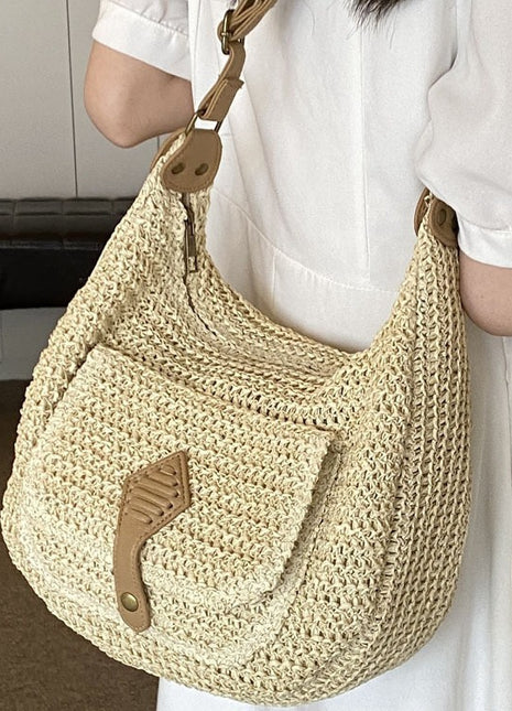 Sac à bandoulière en paille de grande capacité pour femme