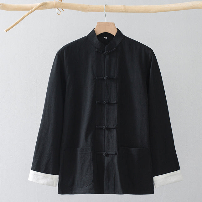 Cotton Linen Coat Vintage Top For Men