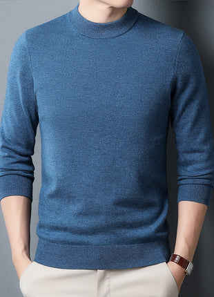 Worsted All Wool Sweater Solid Color Simple Knitwear