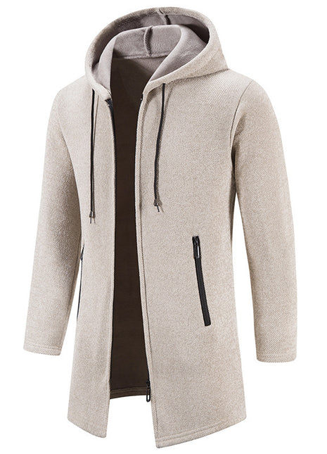 Men's Solid Color Casual Hooded Sweater Zipper Cardigan