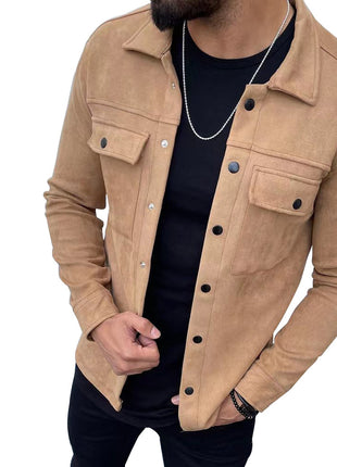 Solid Color Men's Coat Suede Fabric Jacket Coat