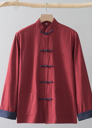 Cotton Linen Coat Vintage Top For Men