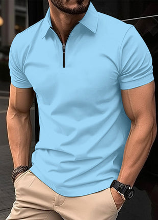 Summer Zipper Solid Color Men's Sports Top