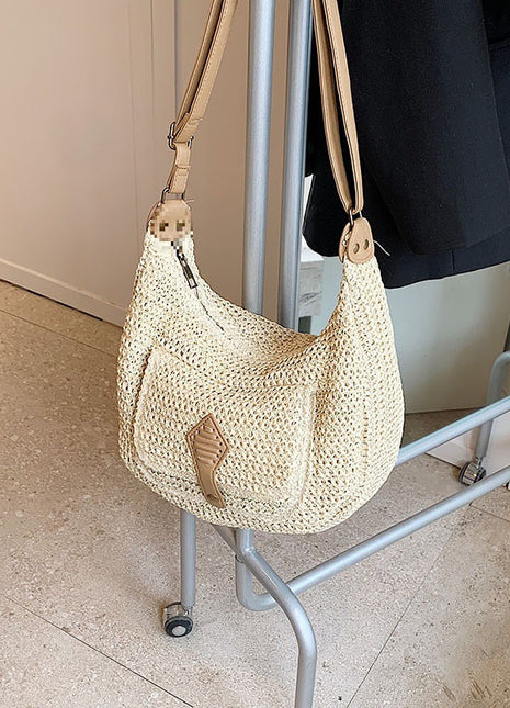 Sac à bandoulière en paille de grande capacité pour femme