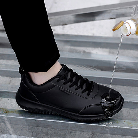 Plus Size Chef Shoes Men's Waterproof Kitchen Shoes Men's Leather Surface Sports Casual Shoes