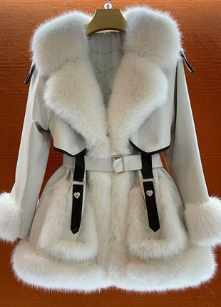 Elegant Big Fur Collar Fur Fur Coat For Women