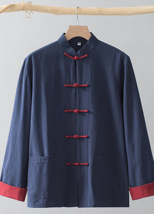 Cotton Linen Coat Vintage Top For Men