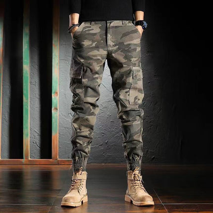 Pantalon de travail ample à bandes à la cheville pour hommes, motif camouflage, printemps et automne