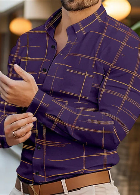 Spring And Autumn Solid Color Striped Shirt For Men