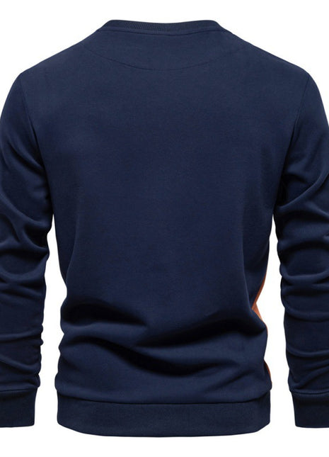 Men's Casual Slim Fit Round Neck Long Sleeves Patchwork Sweater