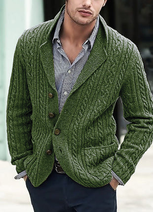 Men's Casual Long Sleeve Lapel Pocket Sweater