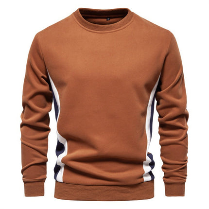 Men's Casual Slim Fit Round Neck Long Sleeves Patchwork Sweater