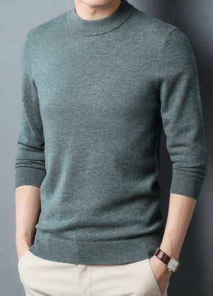 Worsted All Wool Sweater Solid Color Simple Knitwear