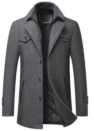 Men's Wool Woolen Thickened Overcoat Jacket