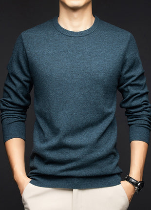 Men's Pure Wool Round Neck Autumn And Winter Keep Warm Pure Color Loose Sweater