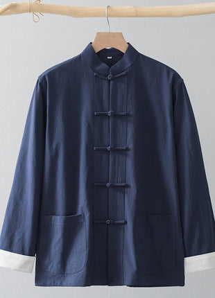 Cotton Linen Coat Vintage Top For Men