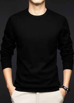 Men's Pure Wool Round Neck Autumn And Winter Keep Warm Pure Color Loose Sweater