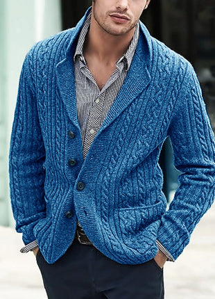 Men's Casual Long Sleeve Lapel Pocket Sweater