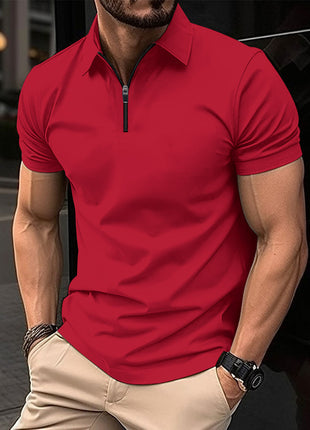 Summer Zipper Solid Color Men's Sports Top