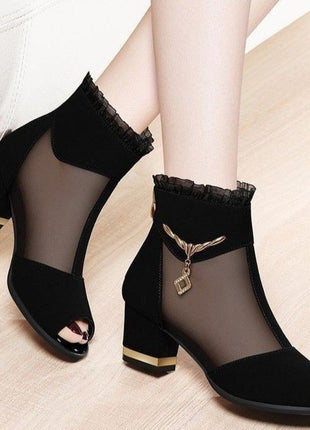 Hollow High Heels Chunky Heel All-matching