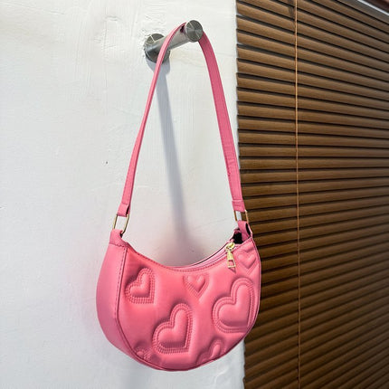 Sac à bandoulière brodé Love de couleur unie pour femme