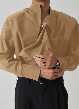 Irregular Lapel Shirt French Men's Clothing