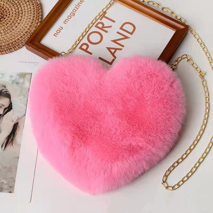 Sacs d'amour pour femmes, sacs à bandoulière en peluche avec chaîne, sac de fête de la Saint-Valentin