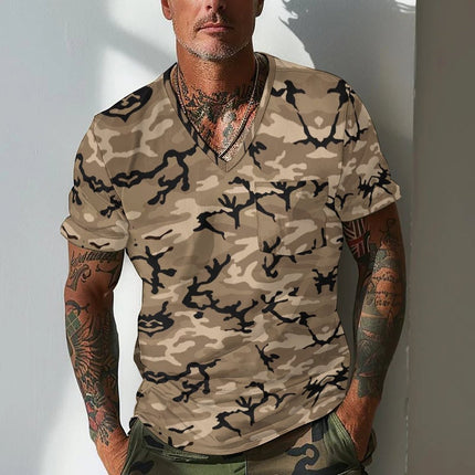 Summer Men's Design Camouflage Breathable Loose Fashion Short Sleeve