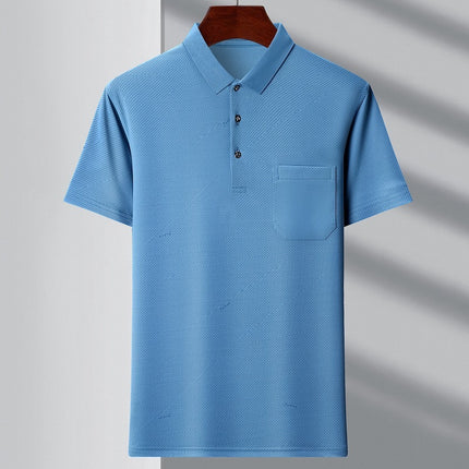 Men's Youth Polo Collar Stripes Real Pocket T-shirt Polo Shirt