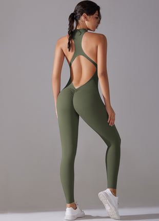 Solid Beauty-back Long Pants Jumpsuit Yoga Fitness Running Dance Slim Bodysuit Women Sports Clothing