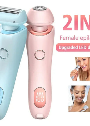 2 In 1 Hair Removal Epilator USB Rechargeable Trimmer Women Body Razor Face Leg Armpit Bikini Hand Pubic Shaver Hair Remover