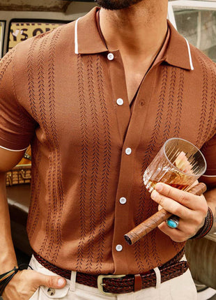 Short-sleeved Polo Shirt Summer Button Lapel Top Fashion Business Men's Clothing