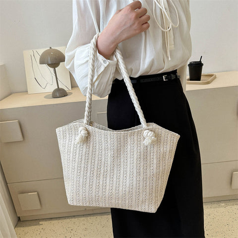 Sac fourre-tout à bandoulière en paille tendance pour femme de grande capacité