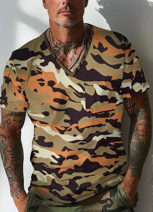 Sommer Herren Design Camouflage Atmungsaktiv Lose Mode Kurzarm