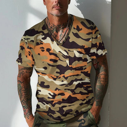 Summer Men's Design Camouflage Breathable Loose Fashion Short Sleeve