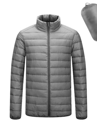 Men's Lightweight Hooded Coat Winter Warm Solid Color Zipper Jacket Fashion Portable Outerwear Top Clothing