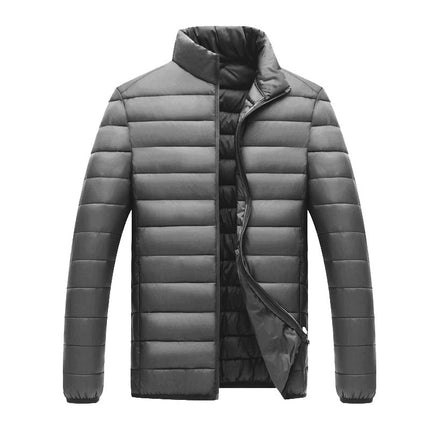 Manteau à capuche léger pour homme, veste d'hiver chaude à fermeture éclair de couleur unie, vêtements d'extérieur portables à la mode