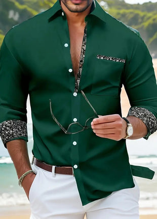 Fashion Loose Breathable Pocket Men's Long Sleeve Shirt