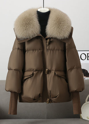 Down Cotton-padded Jacket Women's Short Fur Collar Thickened Coat Winter Clothing