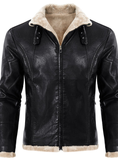 PU Leather Men's Coat Winter Warm