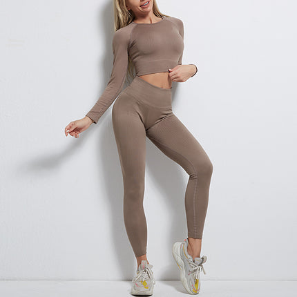 Seamless Long-sleeved Sports Top High-waisted Butt-lifting Tights