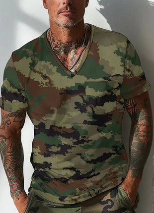 Sommer Herren Design Camouflage Atmungsaktiv Lose Mode Kurzarm