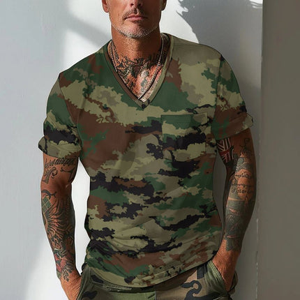 Summer Men's Design Camouflage Breathable Loose Fashion Short Sleeve