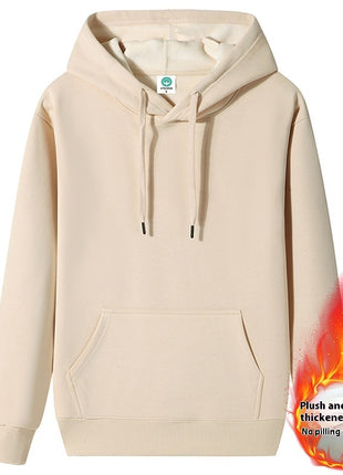 Fleece-lined Thick Student Hoodie Warm Top Casual