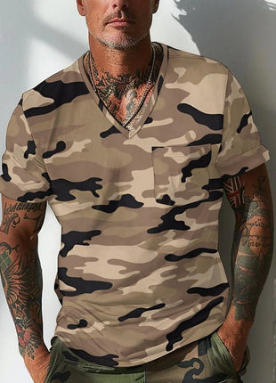 Sommer Herren Design Camouflage Atmungsaktiv Lose Mode Kurzarm