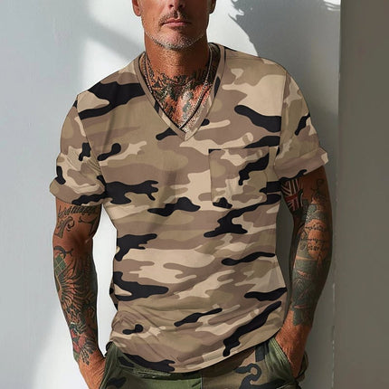 Summer Men's Design Camouflage Breathable Loose Fashion Short Sleeve