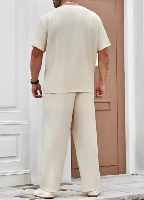 Men's Commuter Suit Casual Solid Color Short-sleeved Trousers