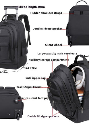 Trolley Backpack Ultra-light Trolley Bag Large Capacity Single-directional Wheel