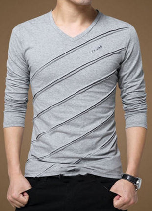 Men's Long-sleeved T-shirt Bottoming Shirt Cotton Long Sleeve V-neck